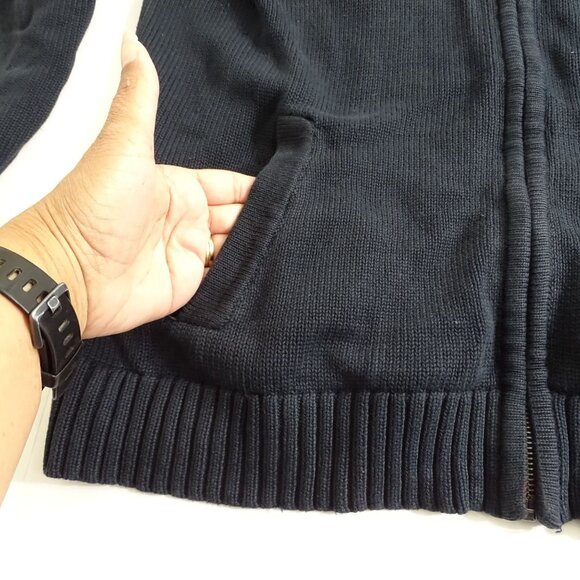 LL Bean Navy Blue Full Zip Cardigan Sweater Men Size L Long Sleeve Casual Work - Picture 2 of 10